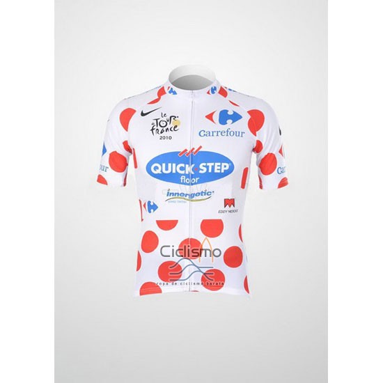 Quick Step Floor Ropa Ciclismo Culotte Corto 2010 Hombre Mangas Cortas Lider Rojo y Blanco